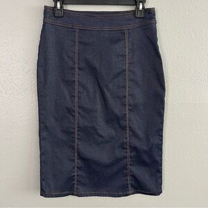 Vintage Y2K XOXO Jeans Midi Pencil Skirt Size 7 / 8 Stretch Blue Jean Denim 90s